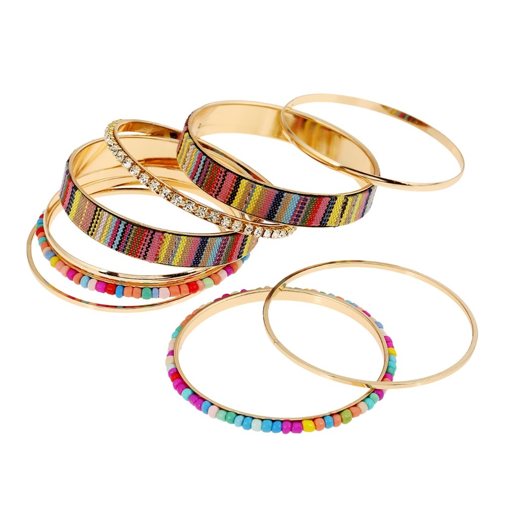 9pcs Multicolor Beaded Bracelet Set - Picture 2 of 4